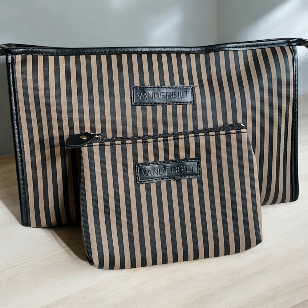 Vintage Gloria Vanderbilt Cosmetic Toiletry Travel Bag Case Pouch Set